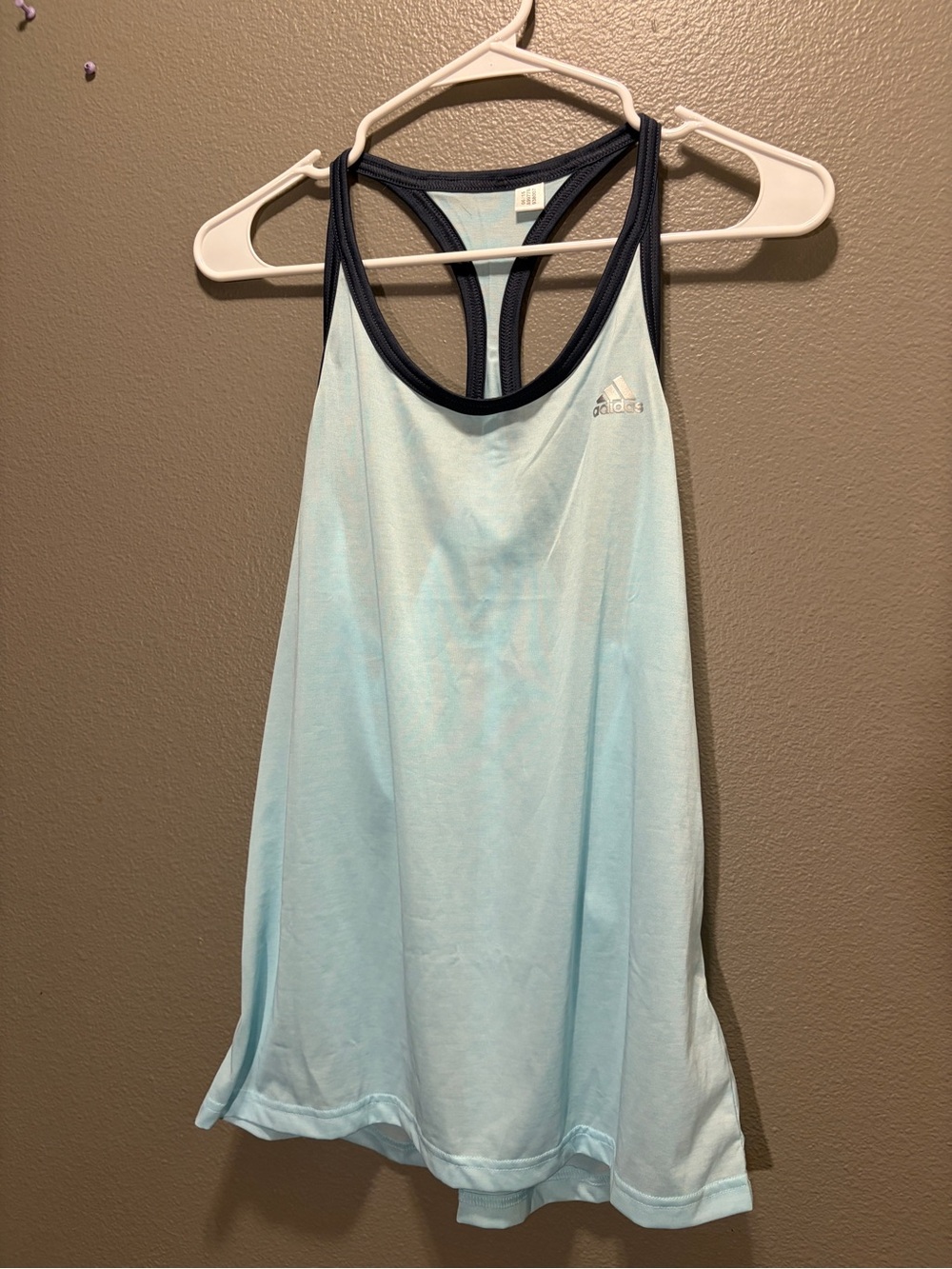 Adidas Womens Climalite Racerback Tank Top Light Blue Navy Straps Size Medium